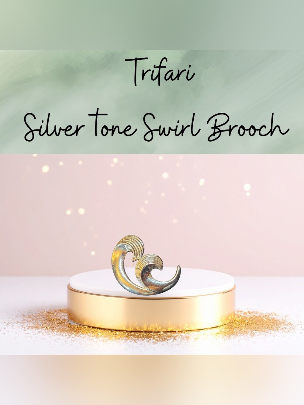 Trifari Silver Tone Wave/Swirl  Brooch
